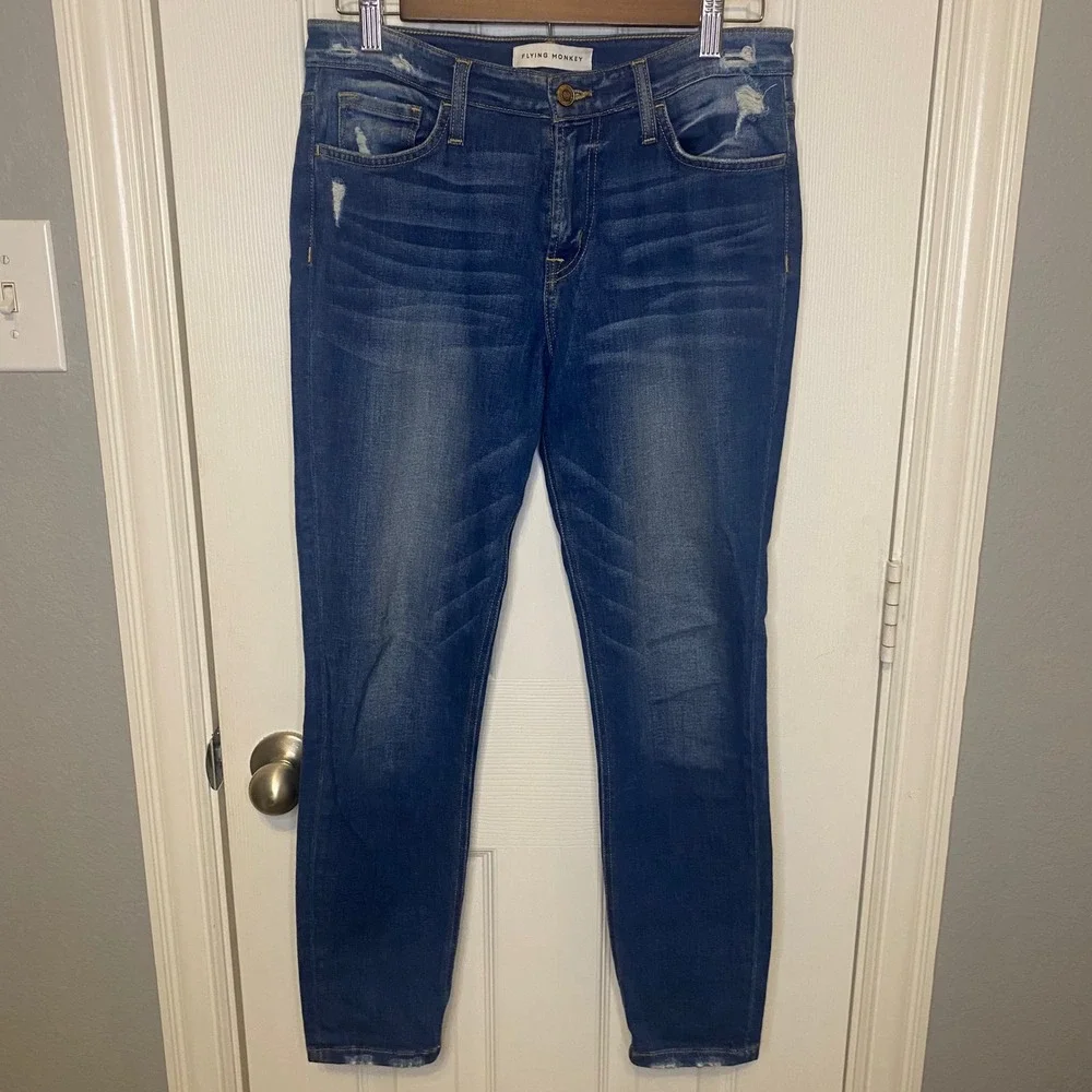 Flying Monkey Denim Jeans Womens 28 Distressed‎ Skinny Medium Wash Stretch